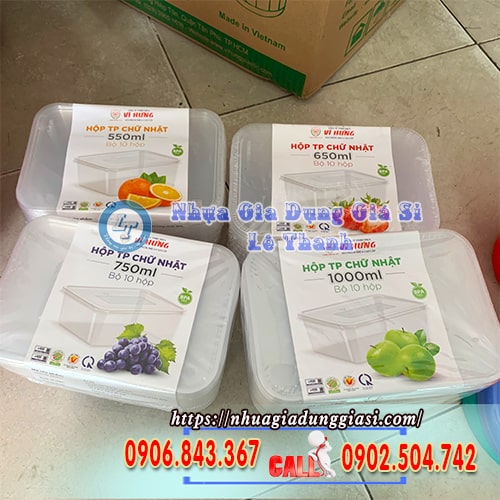 Hộp nhựa đựng thực phẩm nhiều kích thước Hộp nhựa đựng thực phẩm nhiều kích thước
