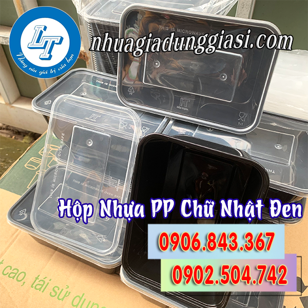 Hộp nhựa PP chữ nhật đen giá rẻ