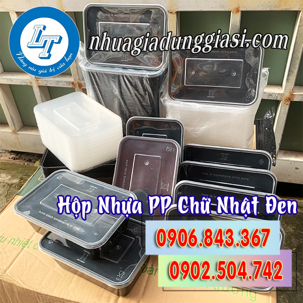 Hộp nhựa PP chữ nhật đen