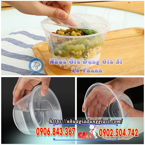 Hộp nhựa tròn đựng thực phẩm nắp đậy kín chắc