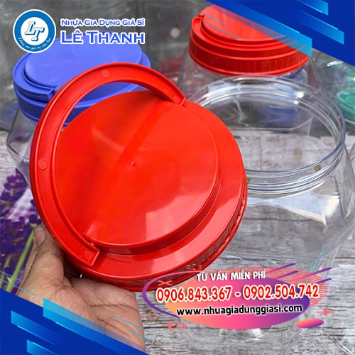 Hũ nhựa 10kg nắp có quai xách Hũ nhựa 10kg nắp có quai xách