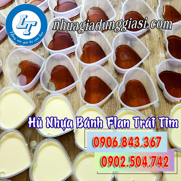 Hũ nhựa bánh flan trái tim có nắp