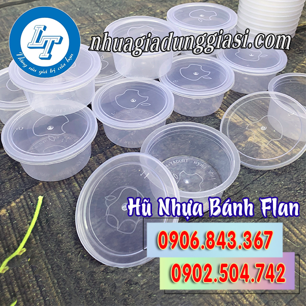 Hũ nhựa bánh flan trái táo