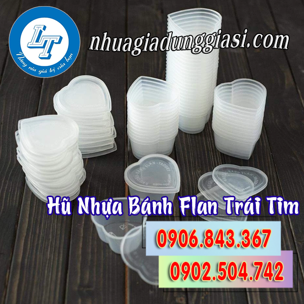 Hũ nhựa bánh flan trái tim cao cấp