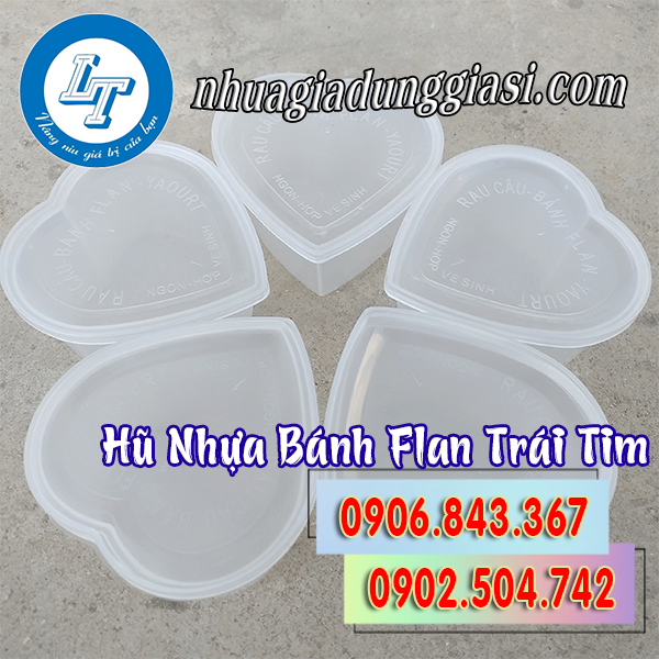 Hũ nhựa bánh flan trái tim giá rẻ