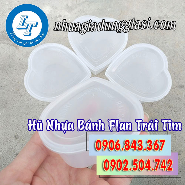 Hũ nhựa làm bánh flan trái tim
