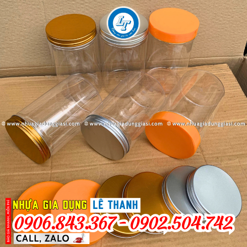 Hũ nhựa PET nắp đậy nhiều màu Hũ nhựa PET nắp đậy nhiều màu