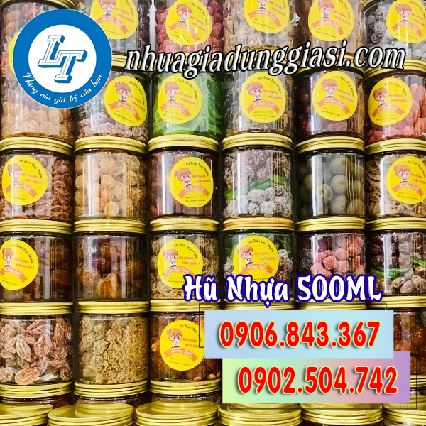 Hũ nhựa PET nắp nhôm 500ml đựng thực phẩm