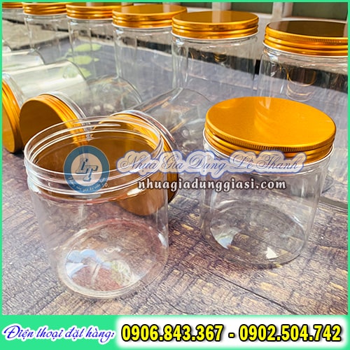 Hũ nhựa PET nắp nhôm vàng Hũ nhựa PET nắp nhôm vàng