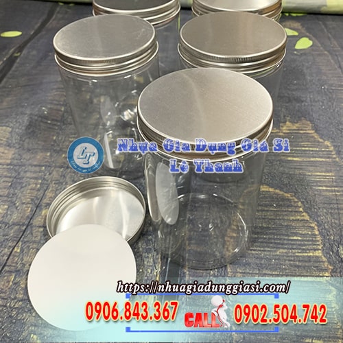 Hũ nhựa PET trong suốt nắp nhôm bạc Hũ nhựa PET trong suốt nắp nhôm bạc