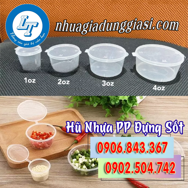 Hũ nhựa PP đựng sốt nhiều kích cỡ