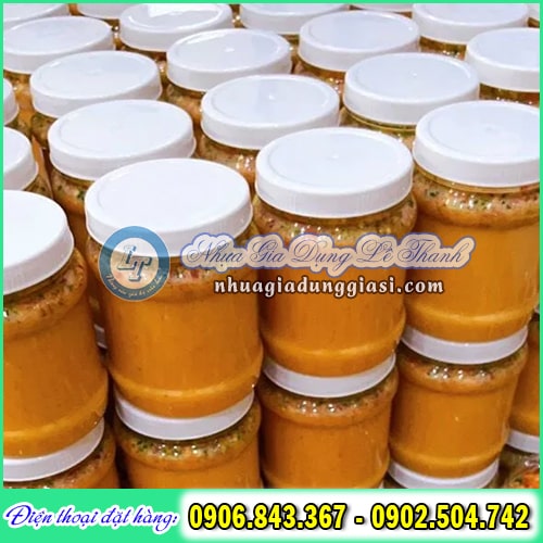 Hũ nhựa tròn nắp trắng đựng thực phẩm kín chắc an toàn Hũ nhựa tròn nắp trắng đựng thực phẩm kín chắc an toàn