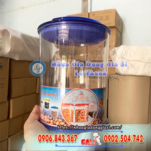 Hũ nhựa tròn trong suốt dung tích lớn tiện lợi Hũ nhựa tròn trong suốt dung tích lớn tiện lợi