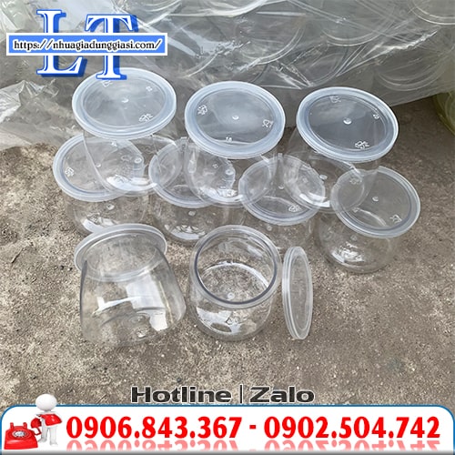 Hũ nhựa trong suốt đựng sữa chua đáy tròn Hũ nhựa trong suốt đựng sữa chua đáy tròn
