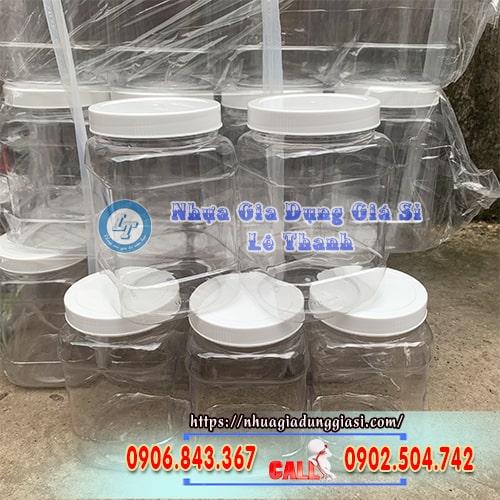 Hũ nhựa vuông 1000ml Hũ nhựa vuông 1000ml