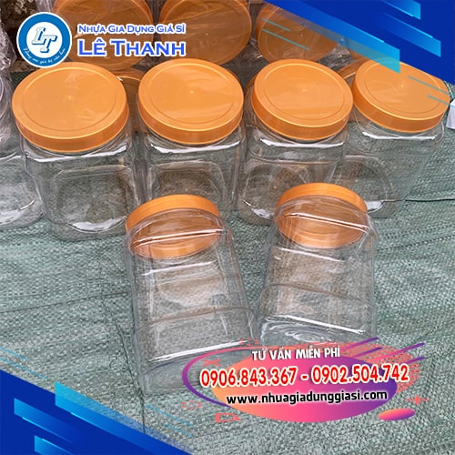 Hũ nhựa vuông 1600ml dày dặn Hũ nhựa vuông 1600ml dày dặn