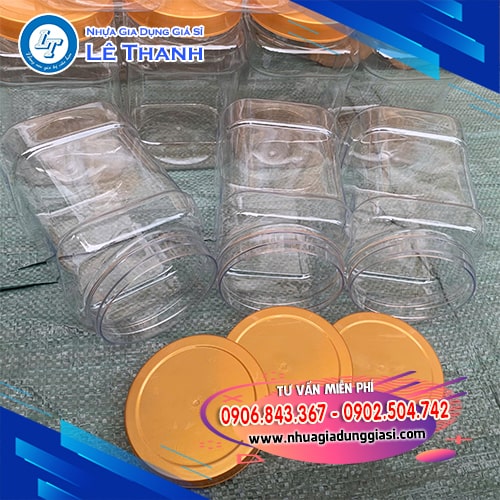 Hũ nhựa vuông 1600ml nắp vặn kín Hũ nhựa vuông 1600ml nắp vặn kín