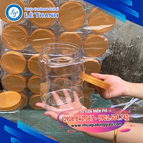 Hũ nhựa vuông 1600ml Hũ nhựa vuông 1600ml