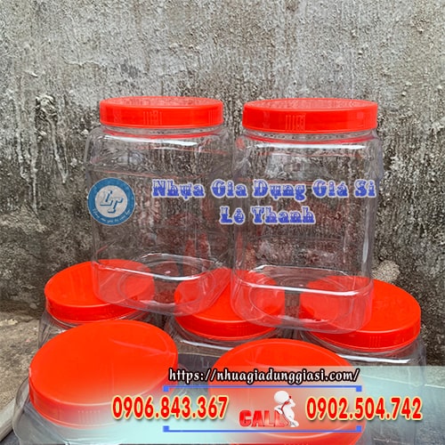 Hũ nhựa vuông 2000ml Hũ nhựa vuông 2000ml