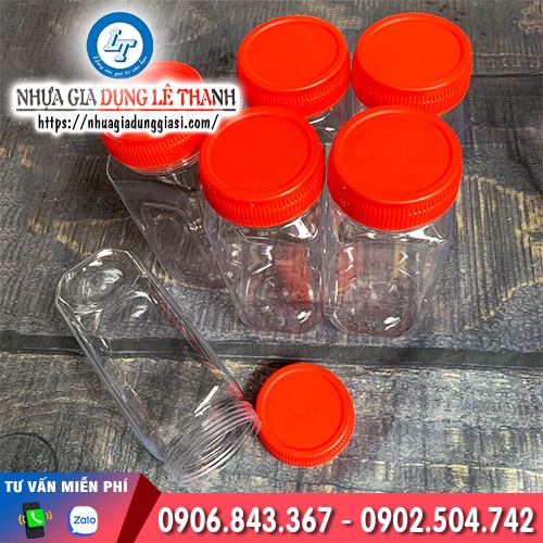 Hũ nhựa vuông cao nắp đỏ giá rẻ Hũ nhựa vuông cao nắp đỏ giá rẻ
