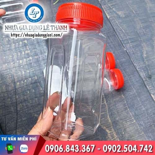 Hũ nhựa vuông cao nắp đỏ Hũ nhựa vuông cao nắp đỏ