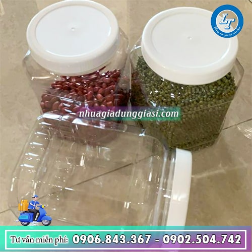 Hũ nhựa vuông nắp vặn kín chắc