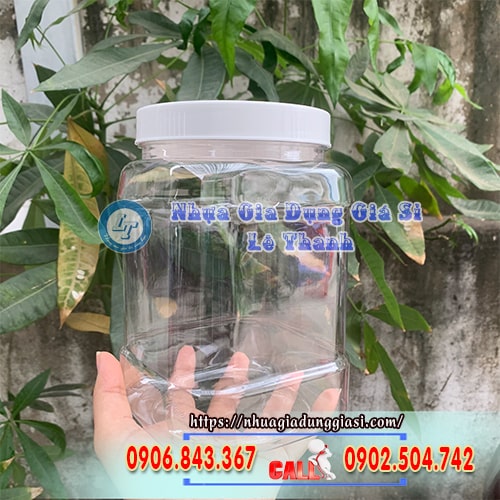 Hũ nhựa vuông trong đẹp Hũ nhựa vuông trong đẹp