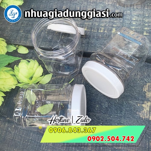 Hũ nhựa vuông trong suốt bóng đẹp Hũ nhựa vuông trong suốt bóng đẹp