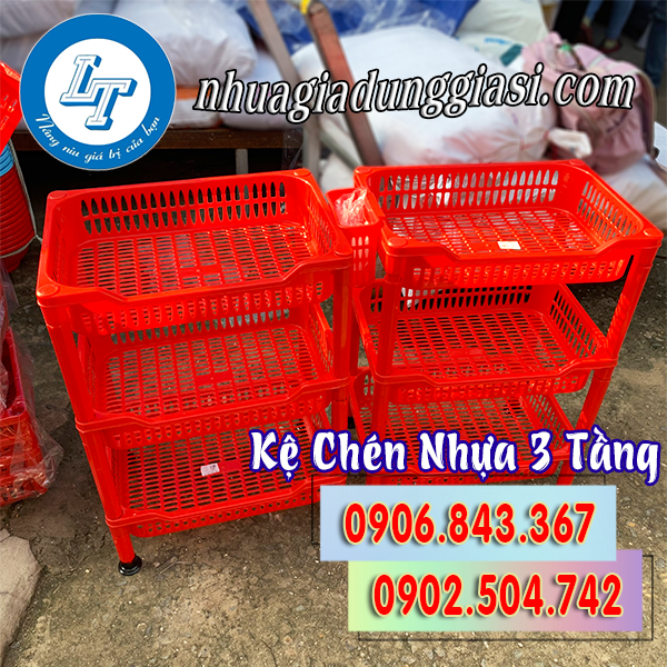 Kệ chén nhựa 3 tầng giá rẻ