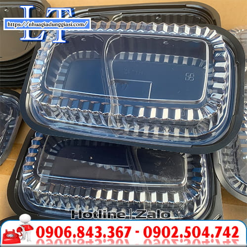 Khay nhựa đế đen 2 ngăn Khay nhựa đế đen 2 ngăn