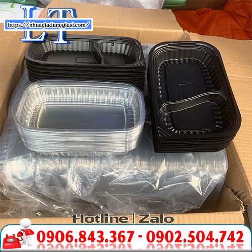 Khay nhựa đựng cơm 2 ngăn Khay nhựa đựng cơm 2 ngăn