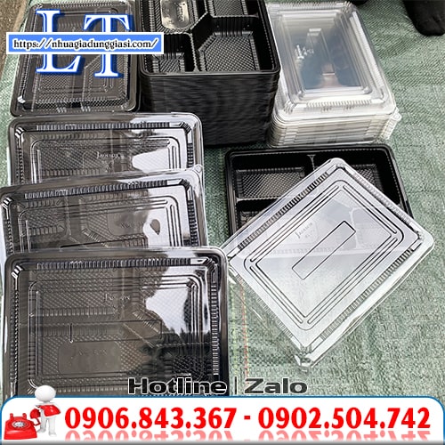 Khay nhựa đựng cơm 4 ngăn Khay nhựa đựng cơm 4 ngăn