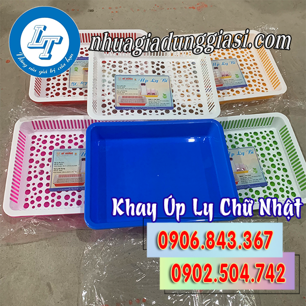 Khay úp ly chữ nhật 2 lớp