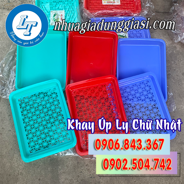 Khay úp ly chữ nhật đủ màu