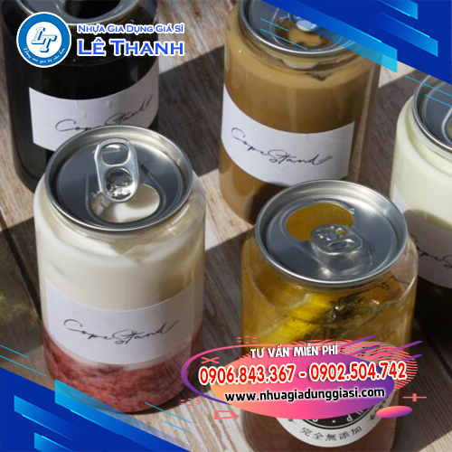 Lon nhựa nắp nhôm đóng kín chống tràn Lon nhựa nắp nhôm đóng kín chống tràn