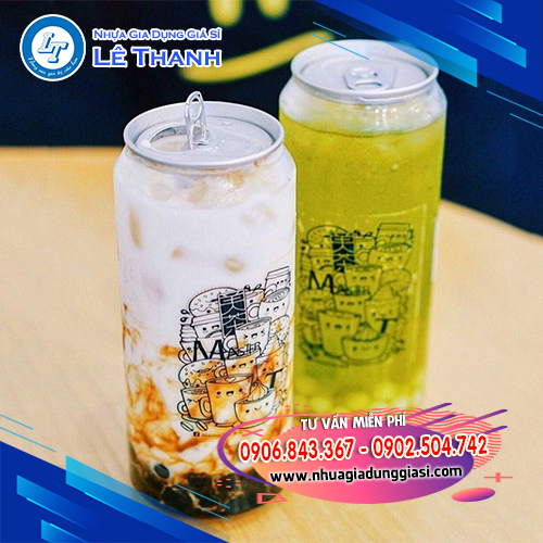 Lon nhựa nắp nhôm đựng trà sữa Lon nhựa nắp nhôm đựng trà sữa