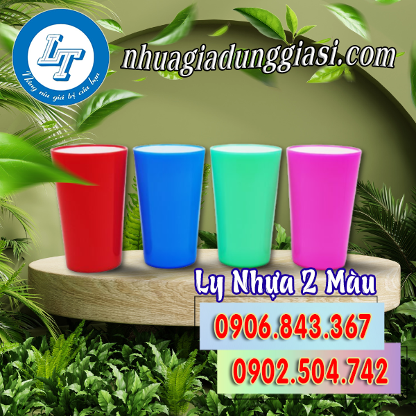 Ly nhựa 2 màu cao