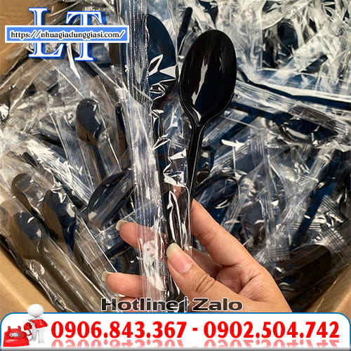 Muỗng nhựa bọc màng 20cm Muỗng nhựa bọc màng 20cm