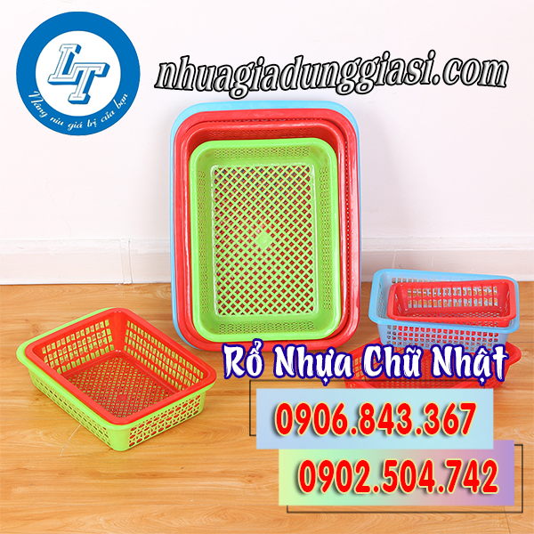 Rổ nhựa chữ nhật đủ kích cỡ