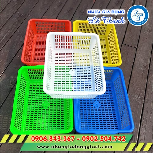 Rổ nhựa chữ nhật đủ màu đẹp mắt Rổ nhựa chữ nhật đủ màu đẹp mắt