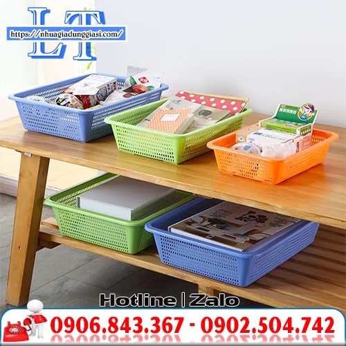 Rổ nhựa chữ nhật đựng đồ đa năng siêu tiện dụng Rổ nhựa chữ nhật đựng đồ đa năng siêu tiện dụng