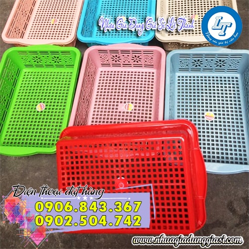 Rổ nhựa chữ nhật nhiều kiểu dáng hoa văn
