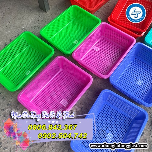 Rổ nhựa chữ nhật nhiều màu nổi bật Rổ nhựa chữ nhật nhiều màu nổi bật