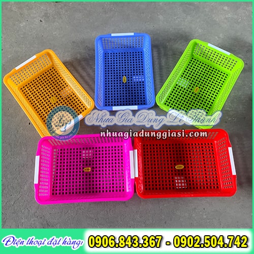Rổ nhựa chữ nhật nhiều màu Rổ nhựa chữ nhật nhiều màu