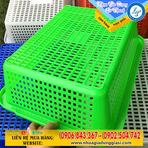 Rổ nhựa chữ nhật viền dày bo góc tỉ mỉ tránh trầy