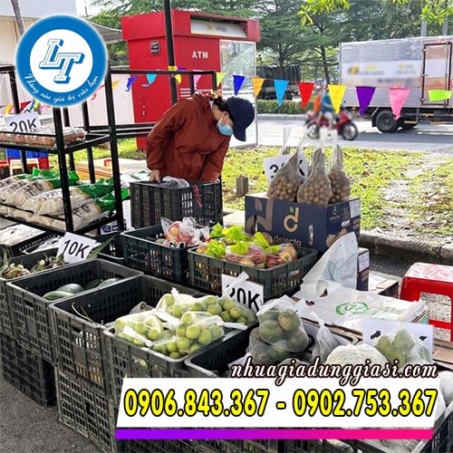 Rổ nhựa dùng trưng bày hàng hóa nông sản