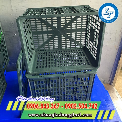 Sọt nhựa đen nắp đậy bảo quản tốt hàng hóa