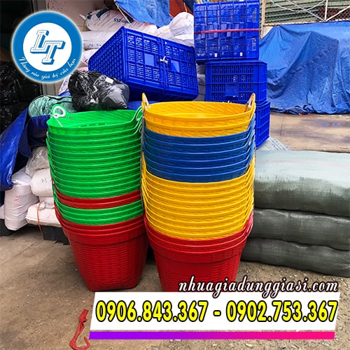 Sọt nhựa tròn cần xé nhựa đa dạng màu sắc Sọt nhựa tròn cần xé nhựa đa dạng màu sắc