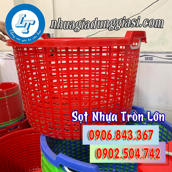 Sọt nhựa tròn lớn có quai cầm