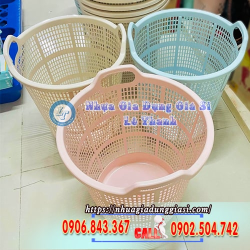 Sọt nhựa tròn lớn quai xách tiện lợi